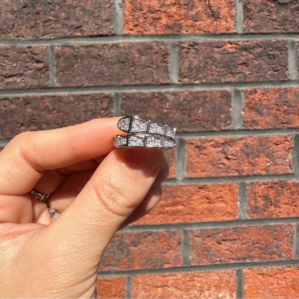 Serpenti Viper Silver Snake Crystal Ring - Picture 3 of 16